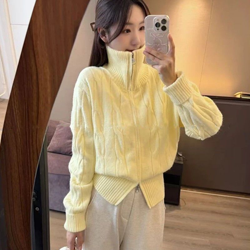 立領雙拉鏈毛衣