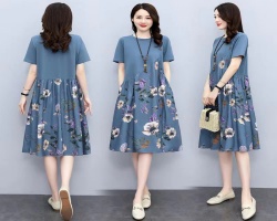 復古印花連衣裙