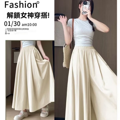 日系薄款闊腿褲