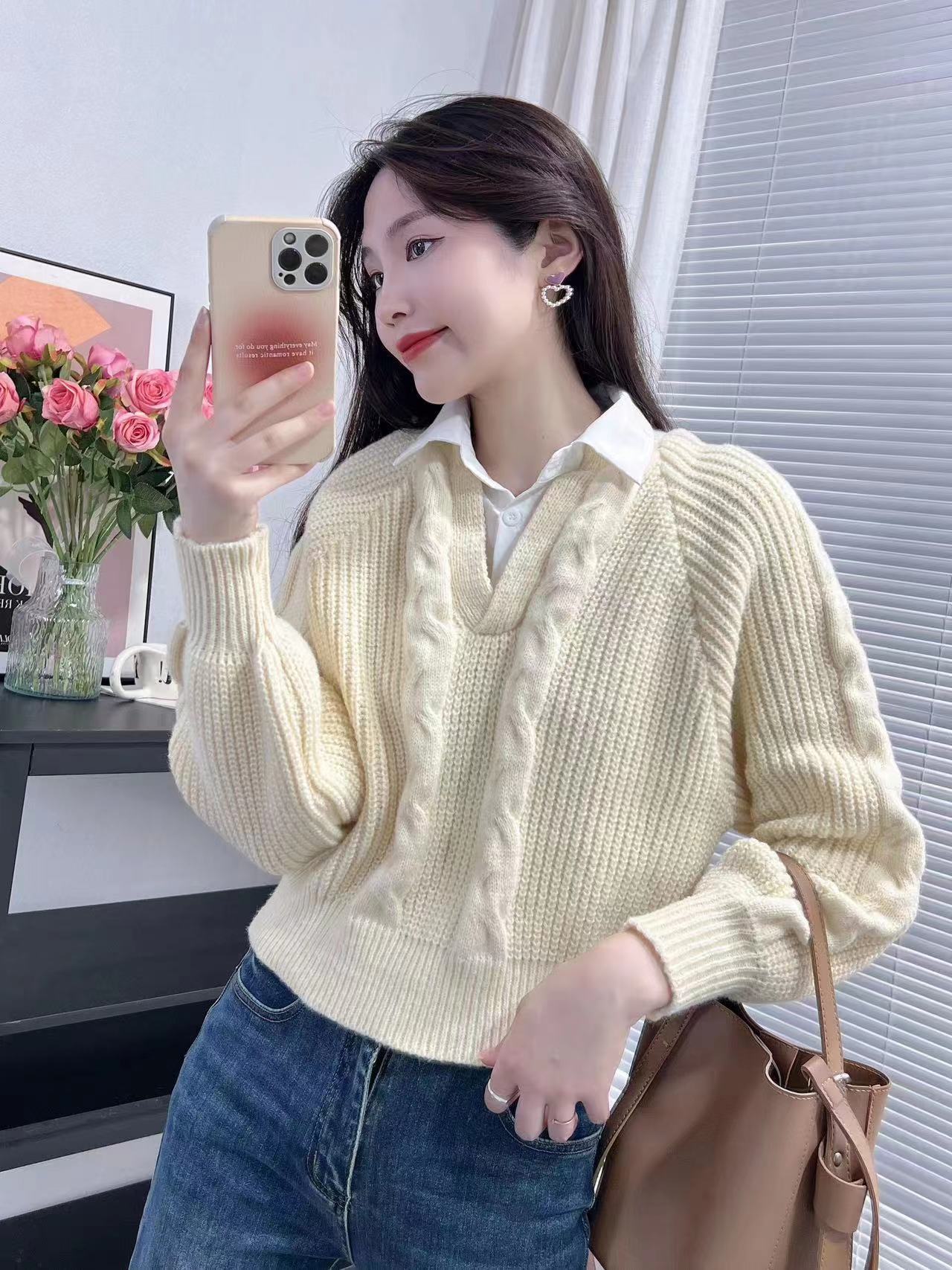 假兩件毛衣襯衫